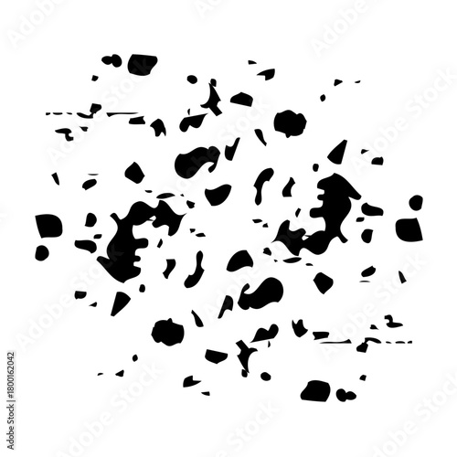 Black ink blots cat paw print vector seamless pattern silhouette set illustration design