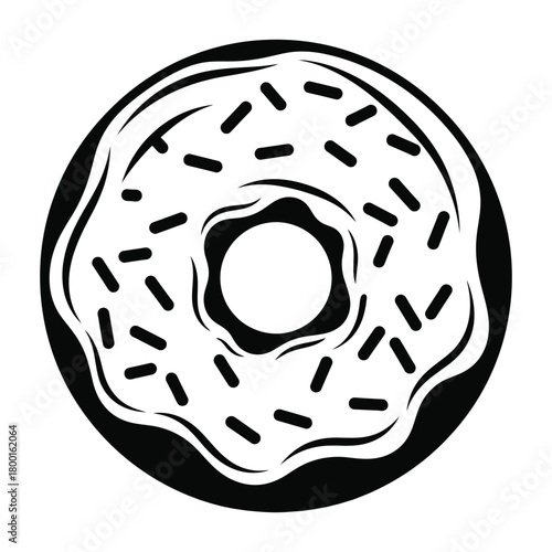 Black and white donut with sprinkles for a delicious dessert treat