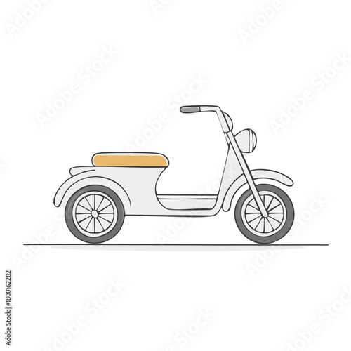 Classic retro motor scooter hand drawn vector illustration in a minimalist doodle style
