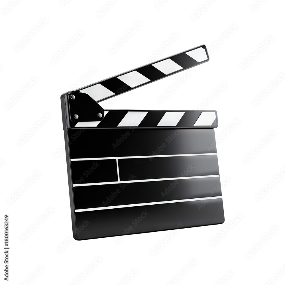 Fototapeta premium Film Clapperboard isolated on a transparent white background, clipping path, pen tool