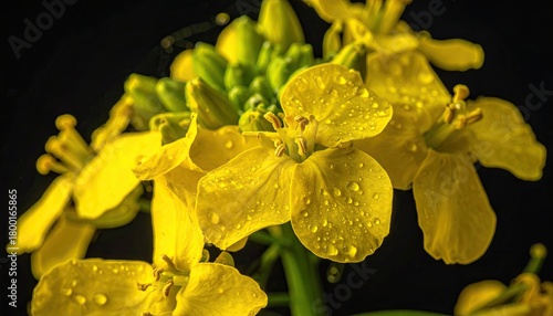 Yellow iris flower on a black background