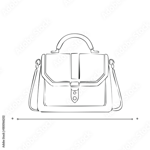 Minimalist outline of a fashionable handbag with shoulder strap