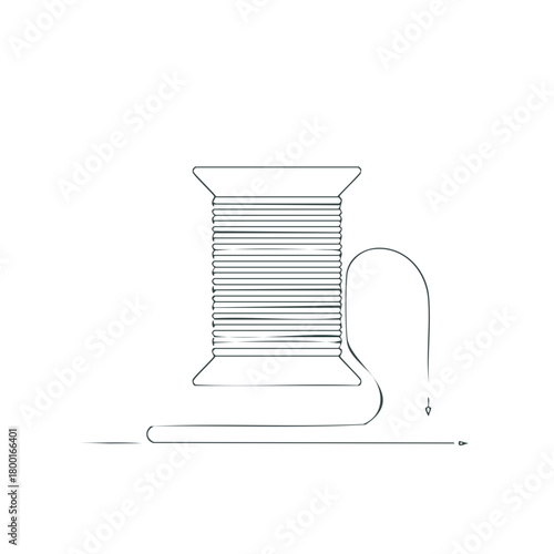 Illustration of a thread spool with trailing thread