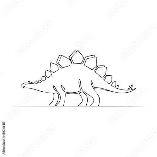 Stegosaurus Outline Drawing of Prehistoric Reptile