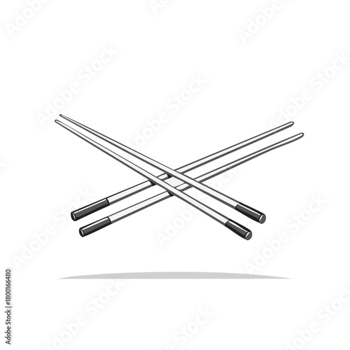 Two Crossed Chopsticks Illustration Asian Dining Utensils for Food Preparation
