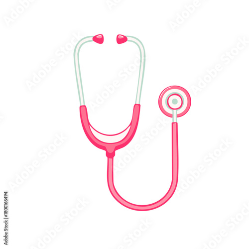 Pink Stethoscope Cartoon Illustration for Medical Healthcare and Diagnostic Concepts