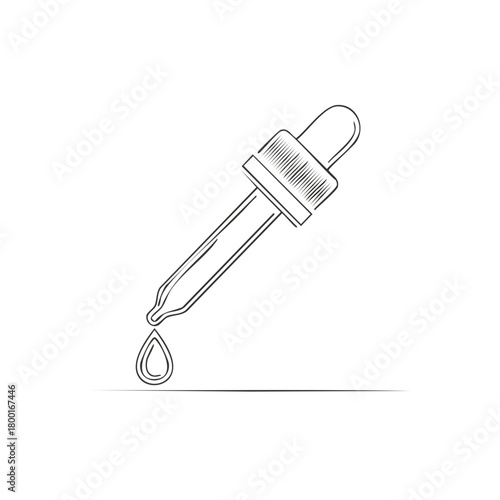 Hand Drawn Eyedropper Dispensing Liquid Drop Artistic Sketch