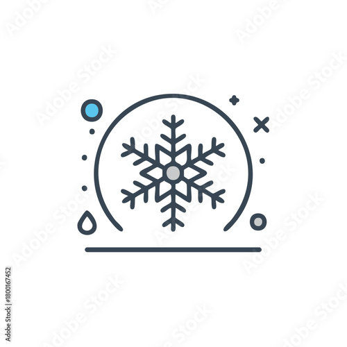 Minimalist snowflake icon symbolizing winter cold freezing temperatures and weather conditions vector
