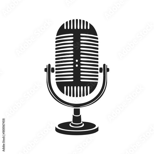 Vintage microphone icon classic broadcast sound capture equipment silhouette