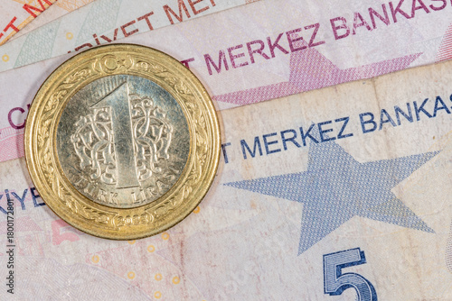 Fototapeta Naklejka Na Ścianę i Meble -  turkish liras and coins, tl banknotes