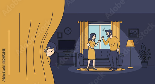 Child witnessing parental conflict, family crisis and emotional distress