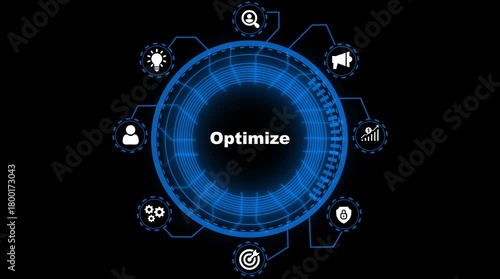 Digital Optimize Concept Futuristic U I Elements Network Connection Growth Security Idea Generation Marketing Strategy Business Process Optimization