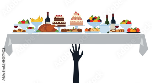 A Spooky Festive Feast Displayed with an Eerie Halloween Vibe