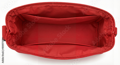 Wallpaper Mural Empty first aid kit in bright red color with compartments on white background, storage for medical supplies, copy space Torontodigital.ca
