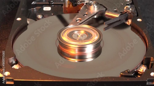 Opened Hard Drive with Flashing Light Effects, HACKED UN-Writing on the Surface