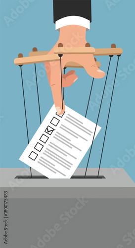 Puppet master's influence: A manipulation of democracy illustrated design