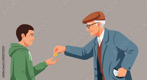 Kindness and Generosity Illustrated: An Elderly Man Sharing his Wealth