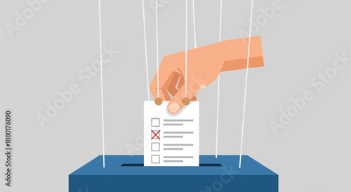 Manipulated democracy concept, voting process under control allegory