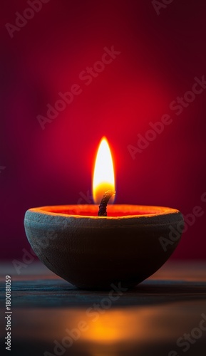 Warm Light From a Clay Diya in a Serene Setting for Spiritual Moments