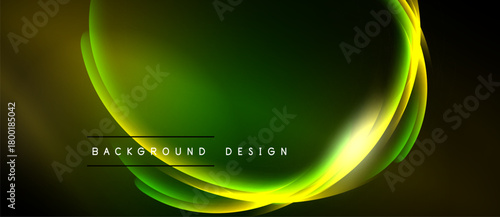 Abstract wavy design. Yellow, green hues blend into black background. Modern aesthetic, smooth gradients create dynamic visual effect.