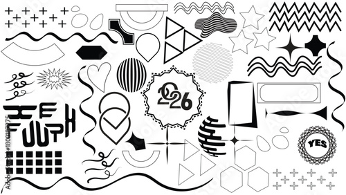 Abstract geometric shapes and lines collage black and white design elements ,vector,illustrator.