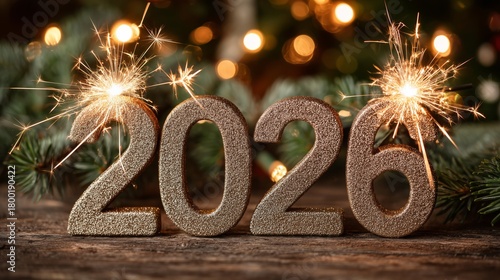 Celebration of New Year 2026 With Sparkling Decorations and Festive Atmosphere