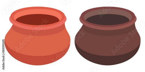 Set of traditional clay pots in two rustic colors vector illustration