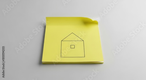 Sticky note with house drawing