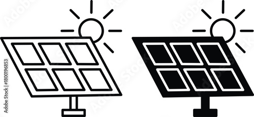 Eco Friendly Solar Panel Green Energy With Plug And Leaf Vector Silhouette and Pictogram..eps