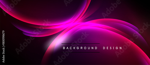 Abstract flowing shapes, vibrant magenta hues, dark background. Modern design element, smooth gradients create dynamic visual impact.