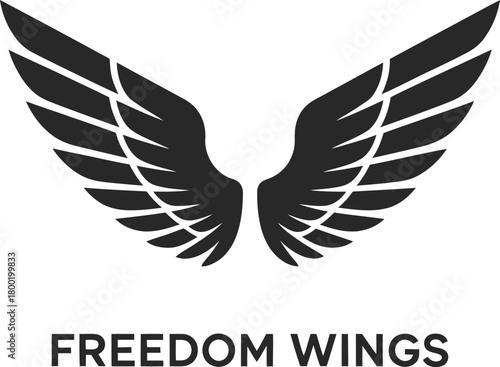 Freedom Wings Logo with Stylized Bird or Angel Wings