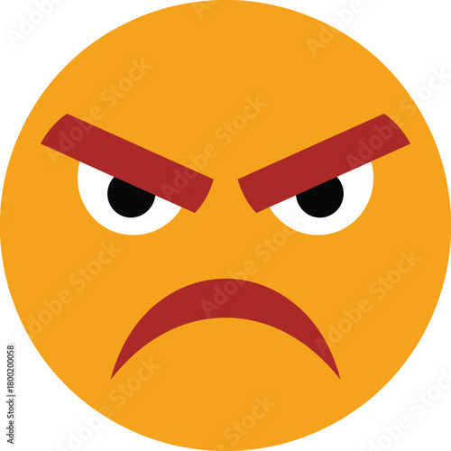 Angry Yellow Emoticon with Red Frowning Face