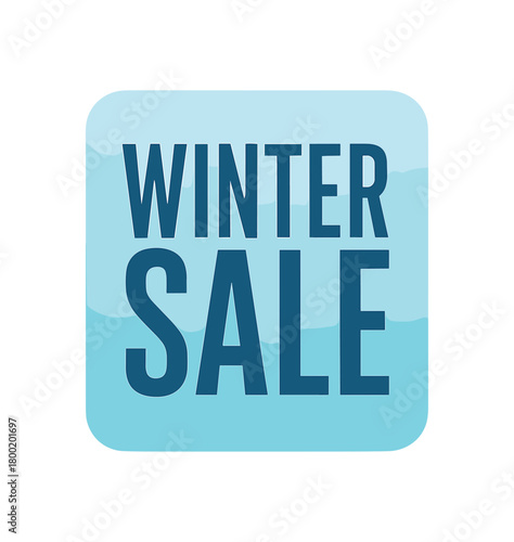 Flat vector illustration with text WINTER SALE condensed uppercase font over icy gradient background minimalist cold tone vector design isolated on white background