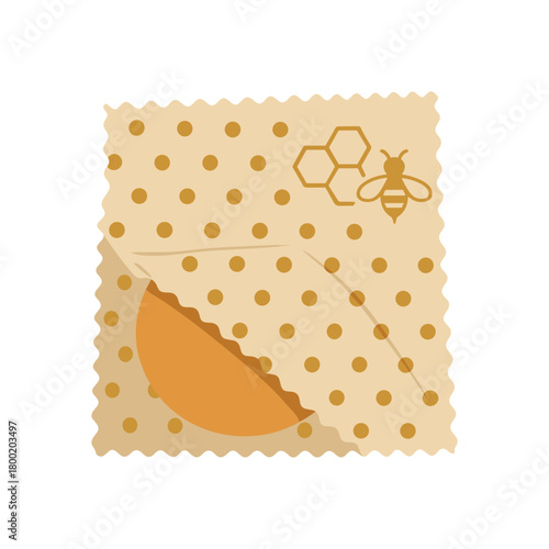 Reusable beeswax food wrap flat vector illustration isolated on white background