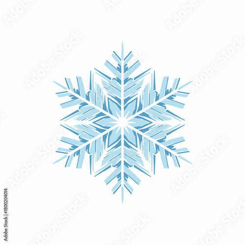 Beautiful Blue Snowflake Illustration with Intricate Ice Crystal Details for Winter Holidays and Chinese New Year Celebrations