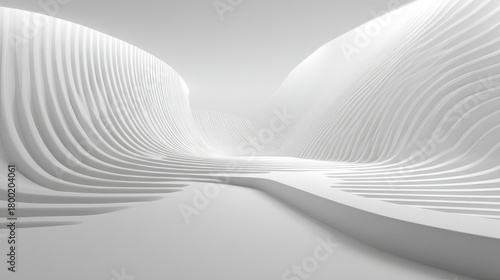 “Minimalist white background with flowing grey waves, perfect for product presentation.”