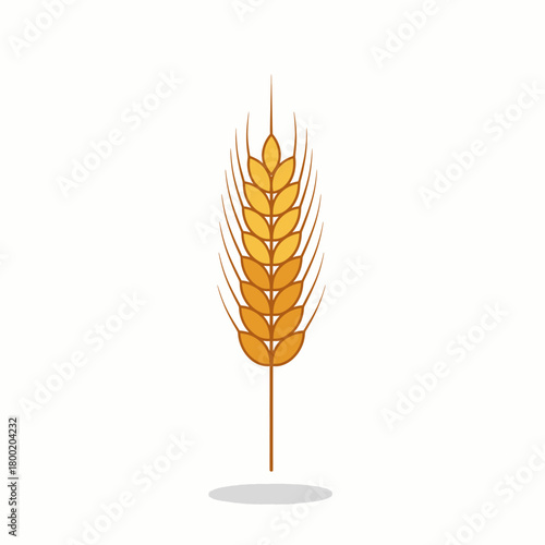 Golden Wheat Ear Icon Symbolizing Harvest and Abundance, Perfect for Autumn and Agricultural Themes