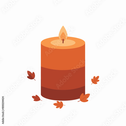 Autumn Glow A Warm Candle and Falling Leaves Evoke the Cozy Spirit of Lunar New Year Festivals