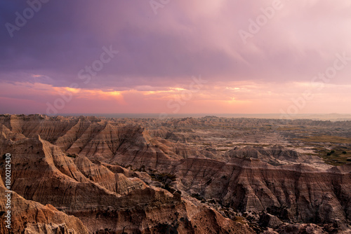 Sunset at Pinnacles Overlook in the Badlands National Park SD
