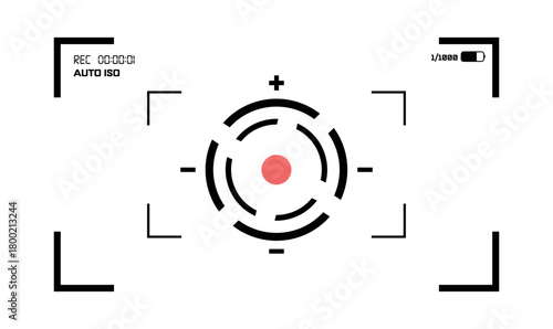 Minimalist Camera Viewfinder HUD (Head-Up Display) Interface with Recording Mark.