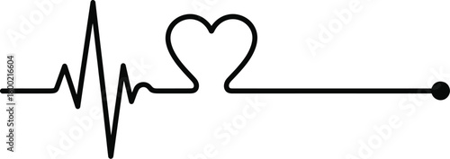 Heartbeat line art forming a heart shape symbolizing life and love