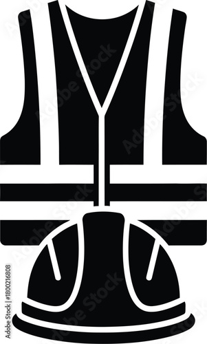 A black and white illustration of a life vest or life jacket