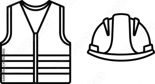 Safety vest and hard hat illustration essential protective gear for workers