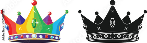 Photos Colorful and monochrome crowns a regal illustration of royal headwear