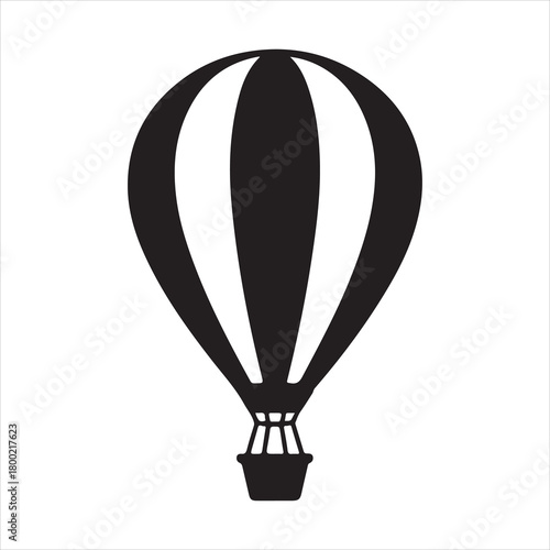 Classic hot air balloon silhouette with striped envelope and simple basket design