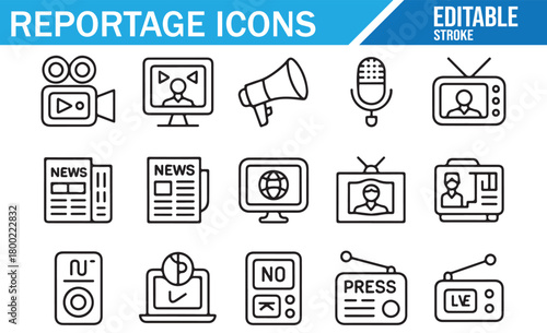 Press and reporting symbols ideal for media, communication, and newsroom use