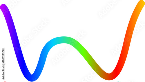 A vibrant rainbow-colored wavy line resembling the letter W on a clean white background.