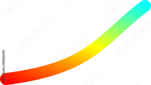 A smooth, curved line with a vibrant rainbow color gradient from red to cyan on a white background.