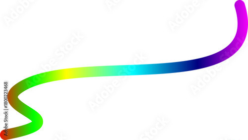 A vibrant, flowing serpentine line with a smooth rainbow color gradient on a clean white background.