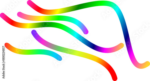 Abstract digital illustration featuring vibrant rainbow-colored flowing lines on a clean white background.